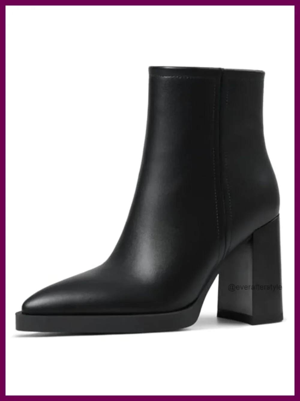 Pointed Toe Platform Chunky Heel Ankle Boots for Women Side Zipper Cotton Lined